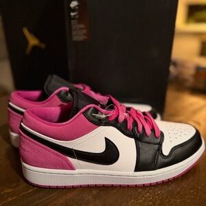 Air Jordan 1 Low SE in the "Black Active Fuchsia" Sneakers - 9M